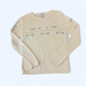 Obey Beige Knit Sweater with Star Accents